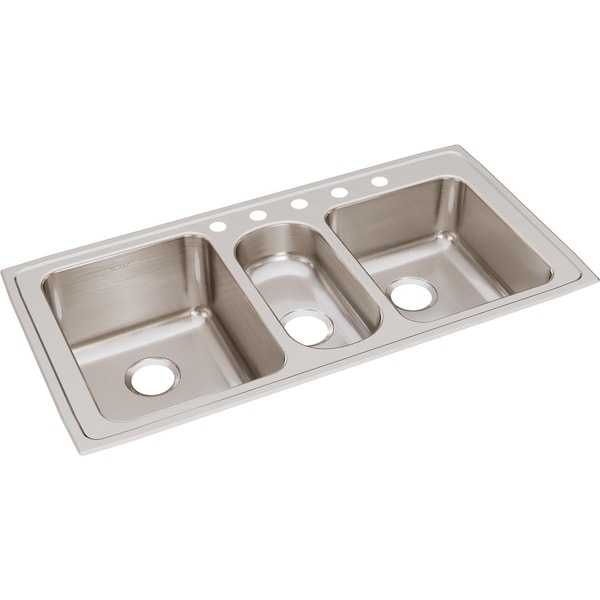 Lustertone Classic Stainless Steel 43" x 22" x 10" Triple Bowl Drop-in Sink